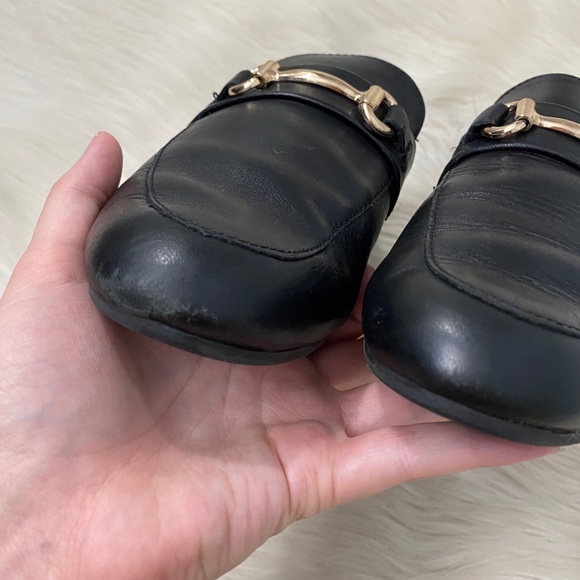 Steve Madden Black Leather Horsebit Loafers Mules - Picture 9 of 9